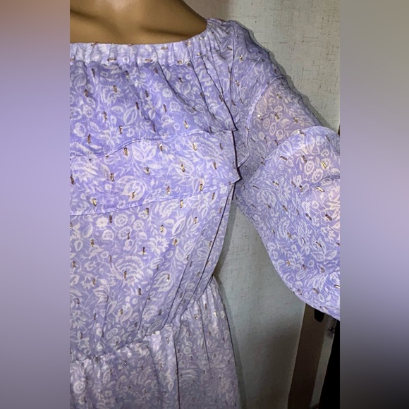 Express, lavender, off the shoulder romper. Sz L - Picture 4 of 14